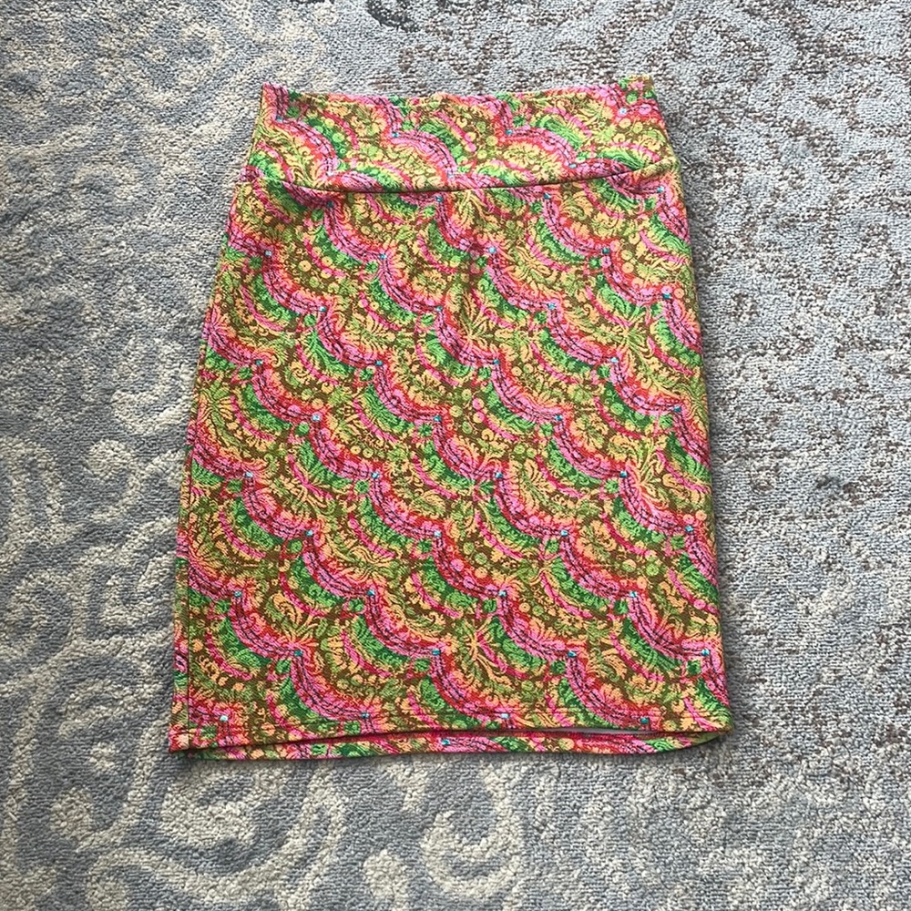 Lularoe Cassie Pencil Skirt Funky Colorful Medium